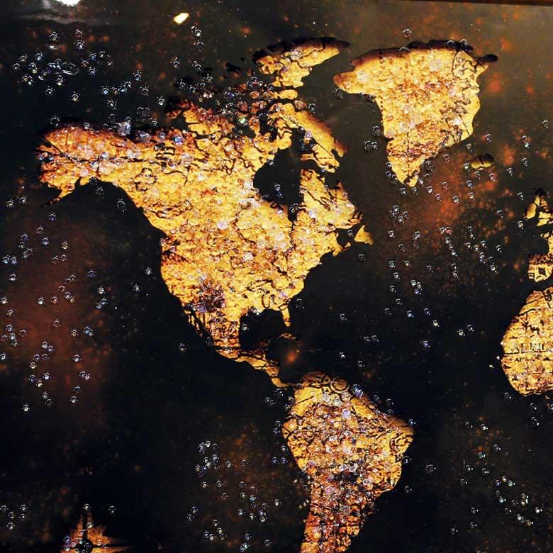 アートフレーム WOLRD 世界地図 水晶絵 アートパネル ウォールデコ