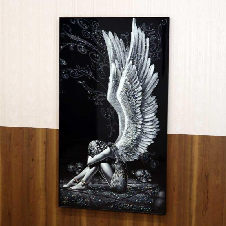 Marcolin Art Crystal マルコリン・アート・クリスタル 天使 アートフレーム 天使 水晶絵 アートパネル ウォールデコ モダン