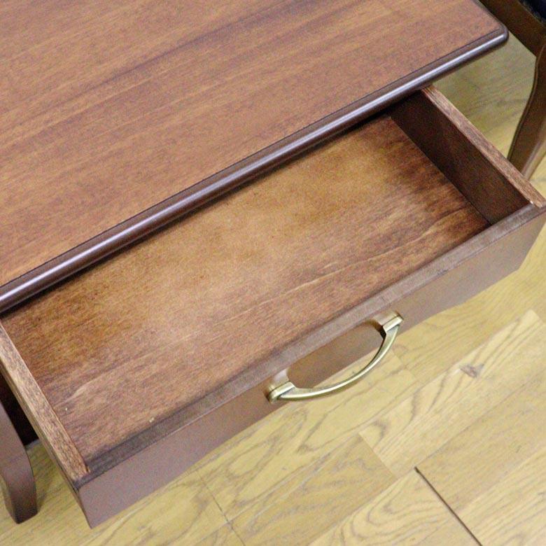 イタリア 引出付き サイドテーブル 木製 完成品 ローテーブル スクエア