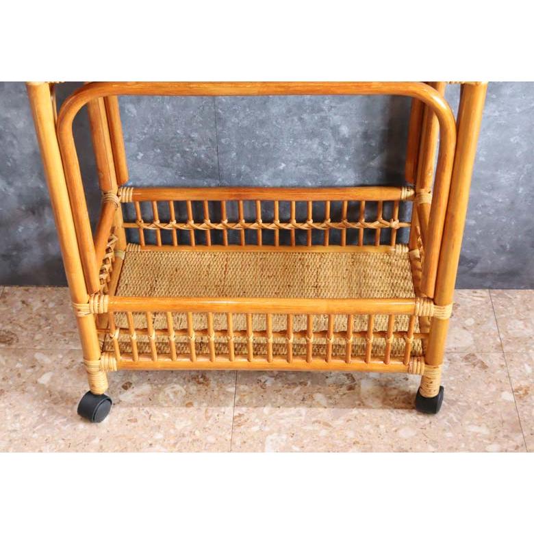 軽量ラタン 薄型ランドリーラック キャスター付き 手作り Lサイズ