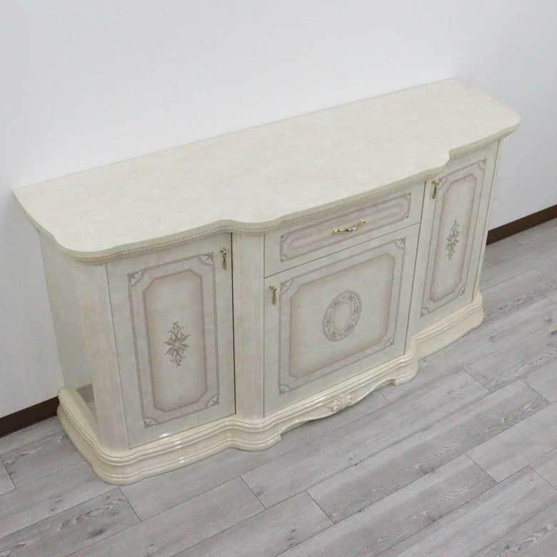 サルタレッリ アマルフィ 3ドア キャビネット アイボリー カップボード