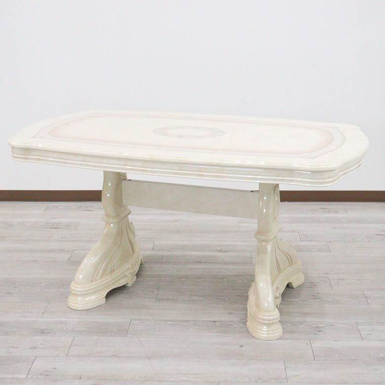 ダイニングテーブルセット 165cm 4人用 アイボリー 合皮 AMALFI ダイニングテーブルセット 165cm 4人用 アイボリー 合皮 AMALFI
