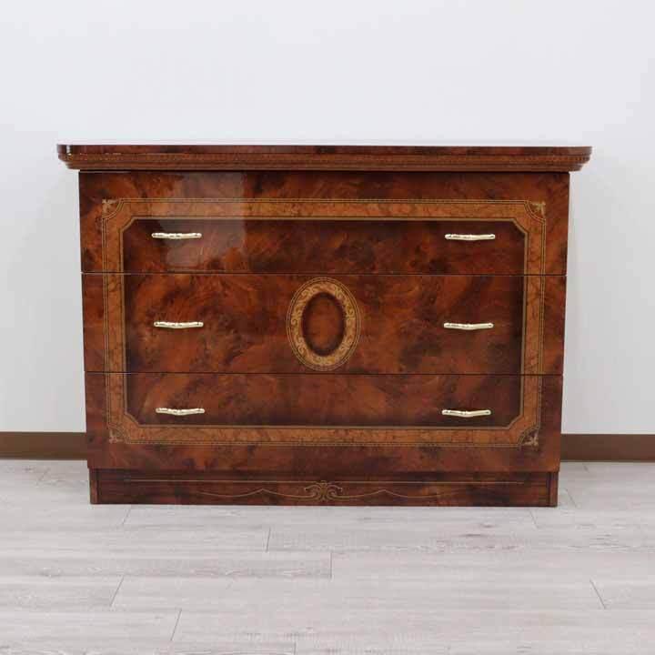 【美品】イタリア製 サルタレッリ 象嵌 サイドチェスト 高級インテリア 収納 サルタレッリ アマルフィ ワイドチェスト 121cm幅 3段 シングル