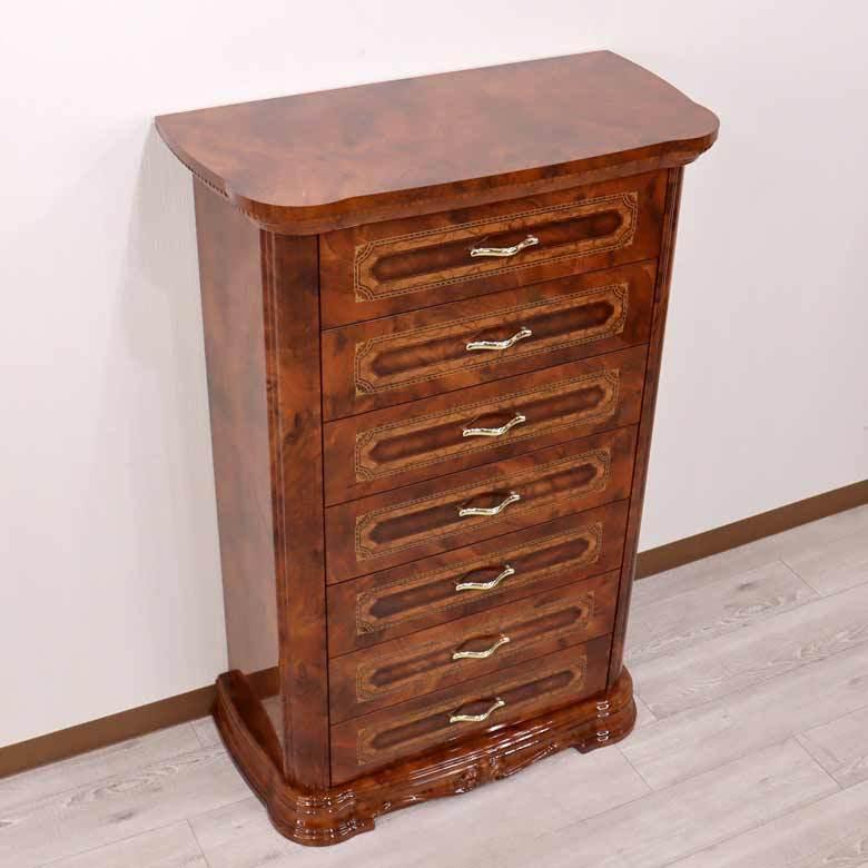 サルタレッリ アマルフィ 7段チェスト リビングチェスト ハイチェスト 7引出し ウォールナット イタリア Saltarelli AMALFI アンティークの画像
