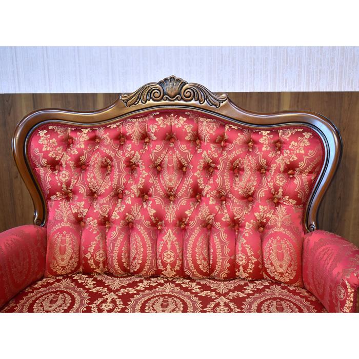 イタリア 二人がけソファ レッド 木製 完成品 サロン ソファー イタリア 二人がけソファ レッド 木製 完成品 サロン ソファー