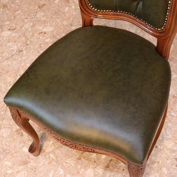 イタリア ダイニングチェア グリーン・本皮 木製 完成品 イス イタリア ダイニングチェア グリーン・本皮 木製 完成品 イス