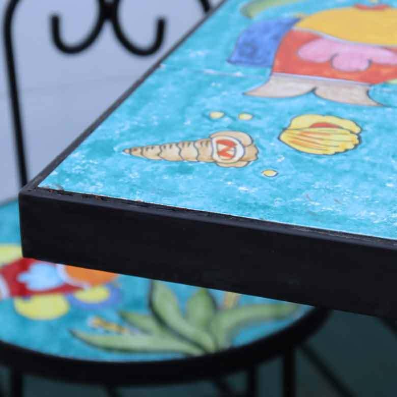 イタリア テーブルセット 魚 ガーデンテーブル チェア 5点セット イタリア テーブルセット 魚 ガーデンテーブル チェア 5点セット