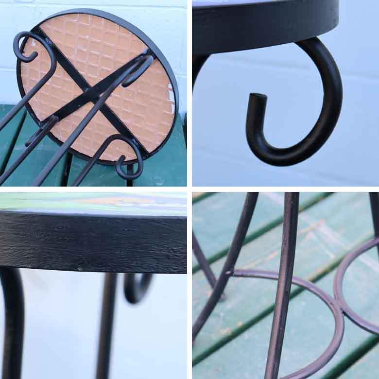 イタリア テーブルセット 魚・グリーン ガーデンテーブル チェア 3点