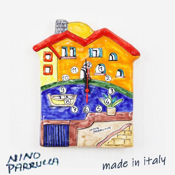 時計 壁掛け おしゃれ イタリア HOUSE ニーノ パルッカ イタリア製 クラシック 陶器製 ハンドペイント シチリア島 NINO PARRUCCA｜hokuo