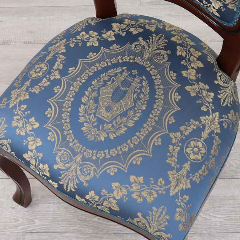 ダイニングチェア イタリア ブルー 木製 猫脚 完成品 椅子 ダイニングチェア イタリア ブルー 木製 猫脚 完成品 椅子