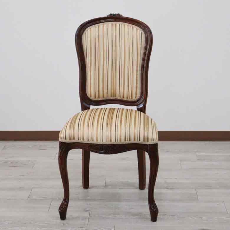 【美品】イタリア製　ヨーロピアン　アンティーク調　木彫　猫脚　ダイニングチェア ダイニングチェア イタリア 木製 猫脚 完成品 椅子 チェア ヴェローナ