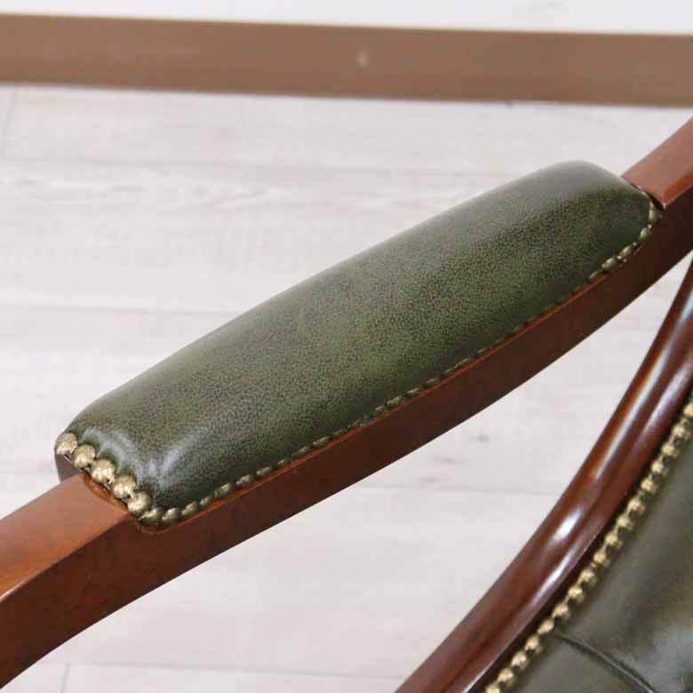 ロッキングチェア おしゃれ 木製 猫脚 イタリア 完成品 本皮