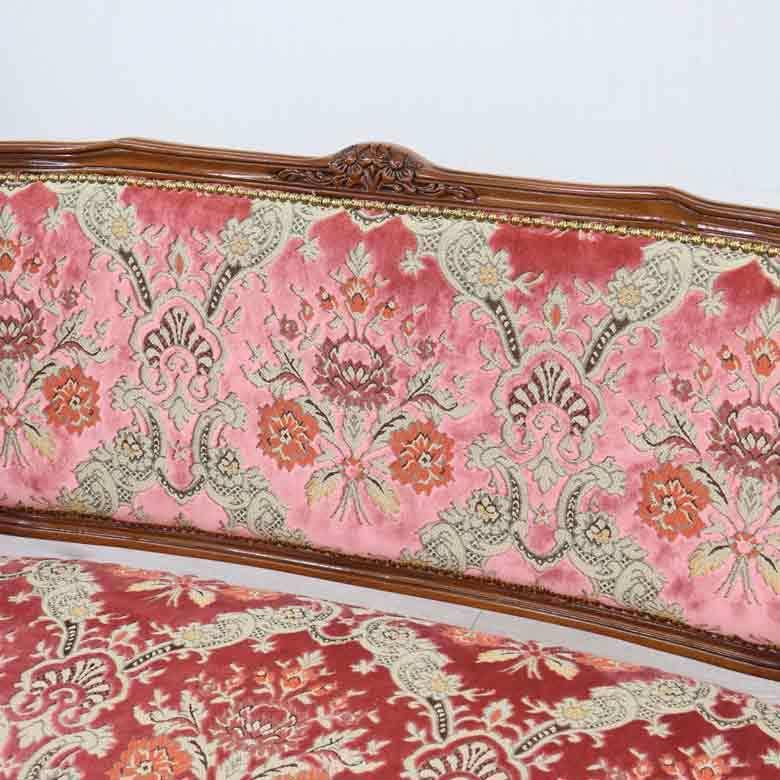 イタリア 二人がけ ソファ 木製 ピンク・金華山 完成品 猫脚