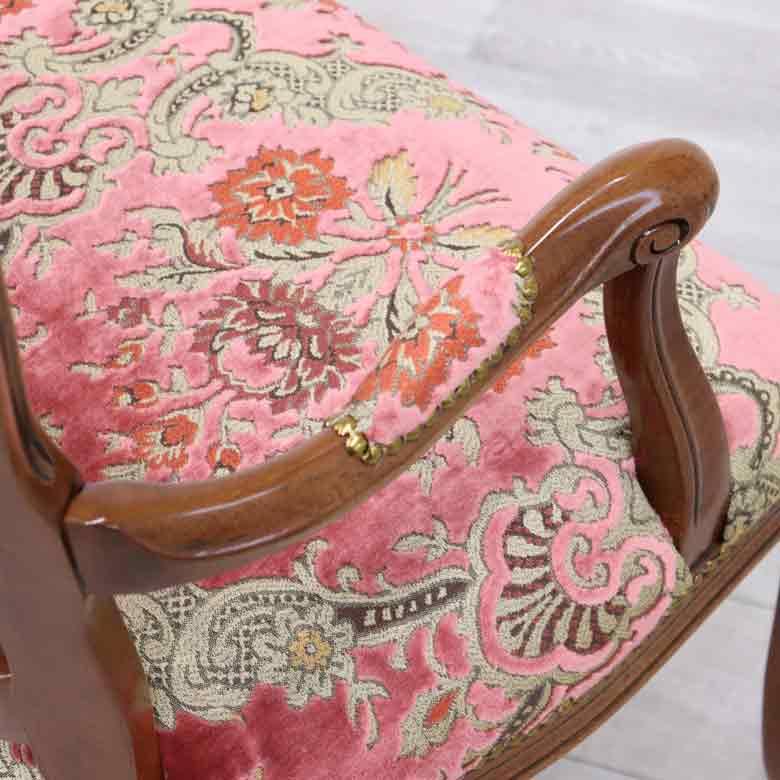 イタリア 二人がけ ソファ 木製 ピンク・金華山 完成品 猫脚 イタリア 二人がけ ソファ 木製 ピンク・金華山 完成品 猫脚