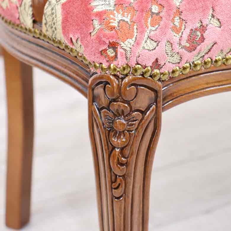 イタリア 二人がけ ソファ 木製 ピンク・金華山 完成品 猫脚 イタリア 二人がけ ソファ 木製 ピンク・金華山 完成品 猫脚