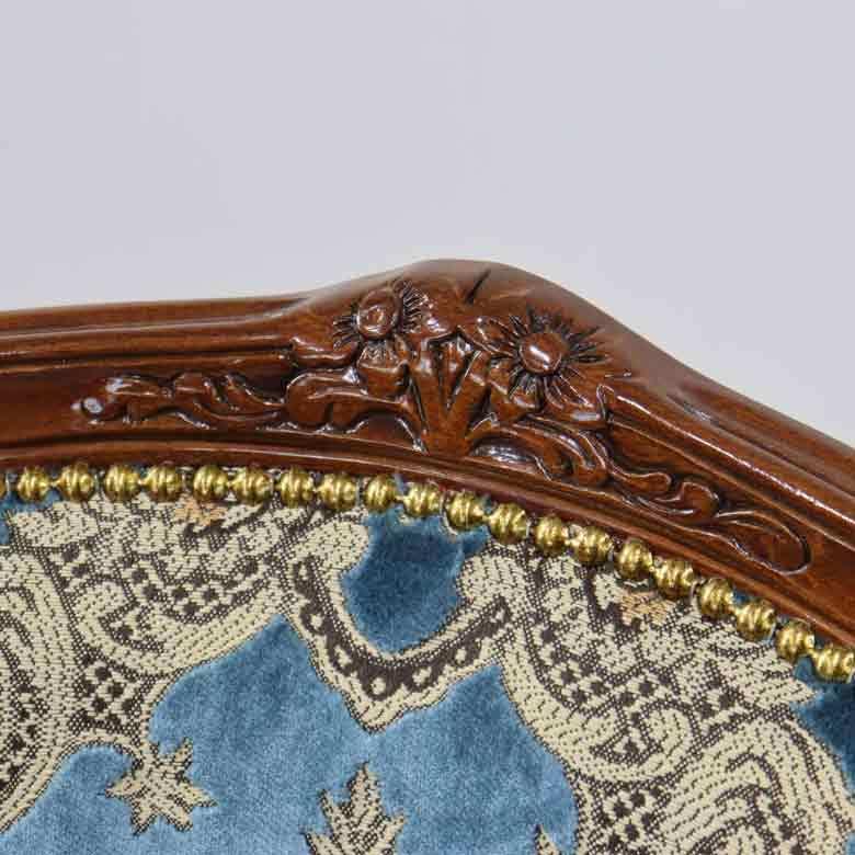 イタリア 一人がけ ソファ 木製 ブルー・金華山 完成品 猫脚 イタリア 一人がけ ソファ 木製 ブルー・金華山 完成品 猫脚