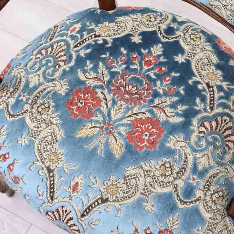 イタリア 一人がけ ソファ 木製 ブルー・金華山 完成品 猫脚 イタリア 一人がけ ソファ 木製 ブルー・金華山 完成品 猫脚