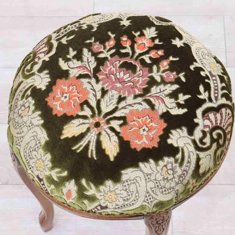 イタリア スツール 猫脚 グリーン・金華山 オットマン 補助椅子 玄関用