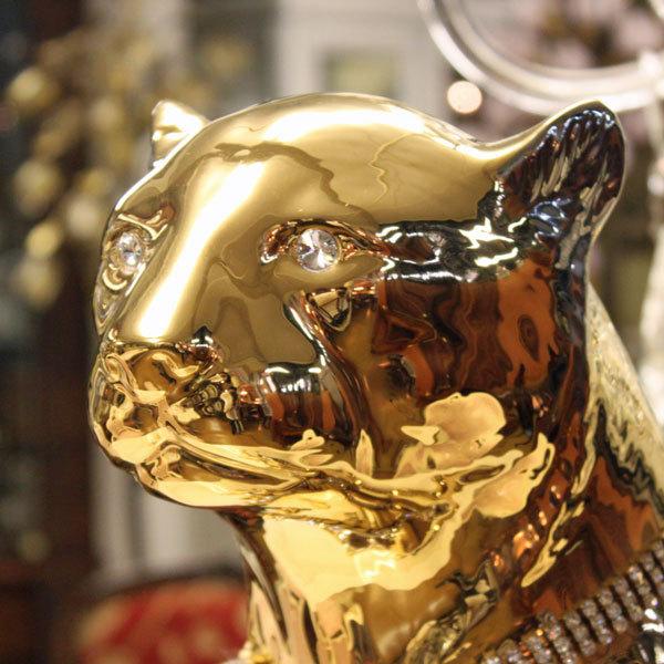 陶器 動物 ヒョウ 置物 イタリア製 豹 レオパード 完成品 ヨーロピアン 