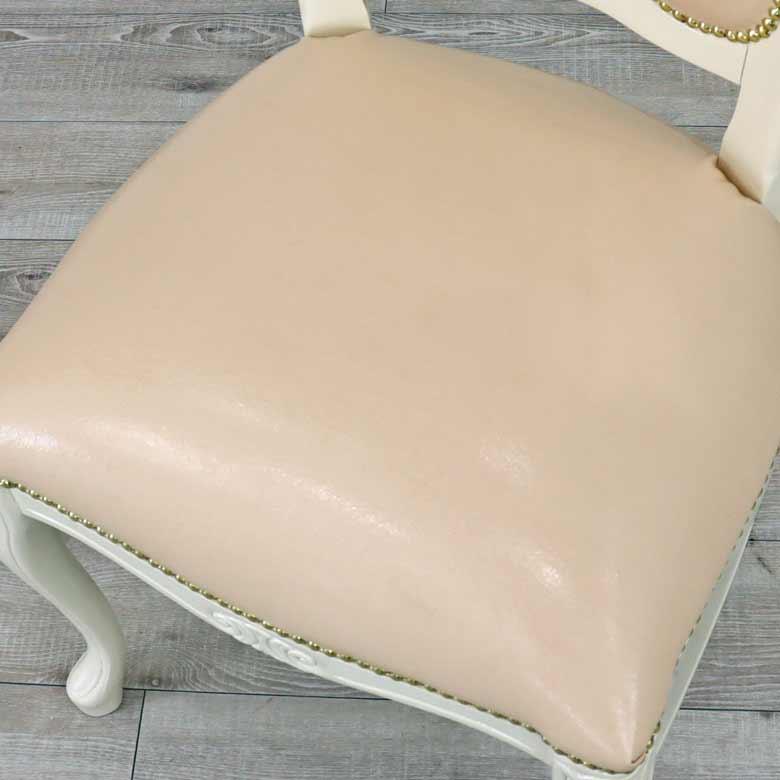 ガレージセール ダイニングチェア パールホワイト/合皮 猫脚