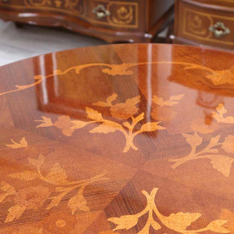 【ラウンドテーブル】イタリア　ATTICA　アッティカ　ロココ調　猫足　象嵌細工 ラウンドテーブル】イタリア ATTICA アッティカ ロココ調 猫足