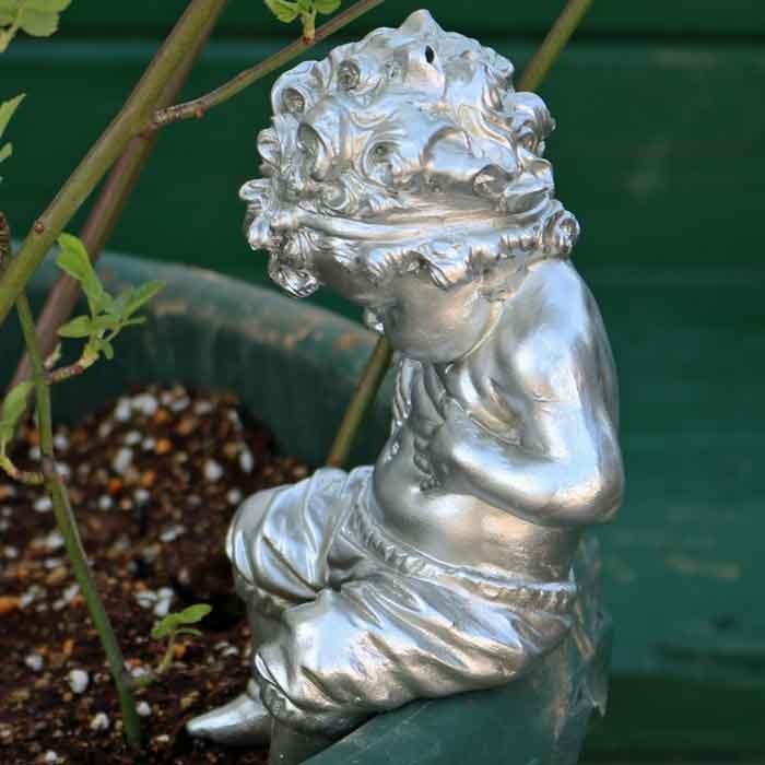 ガーデンオブジェ メタボくん Sサイズ シルバー 男の子 h17cm 天使