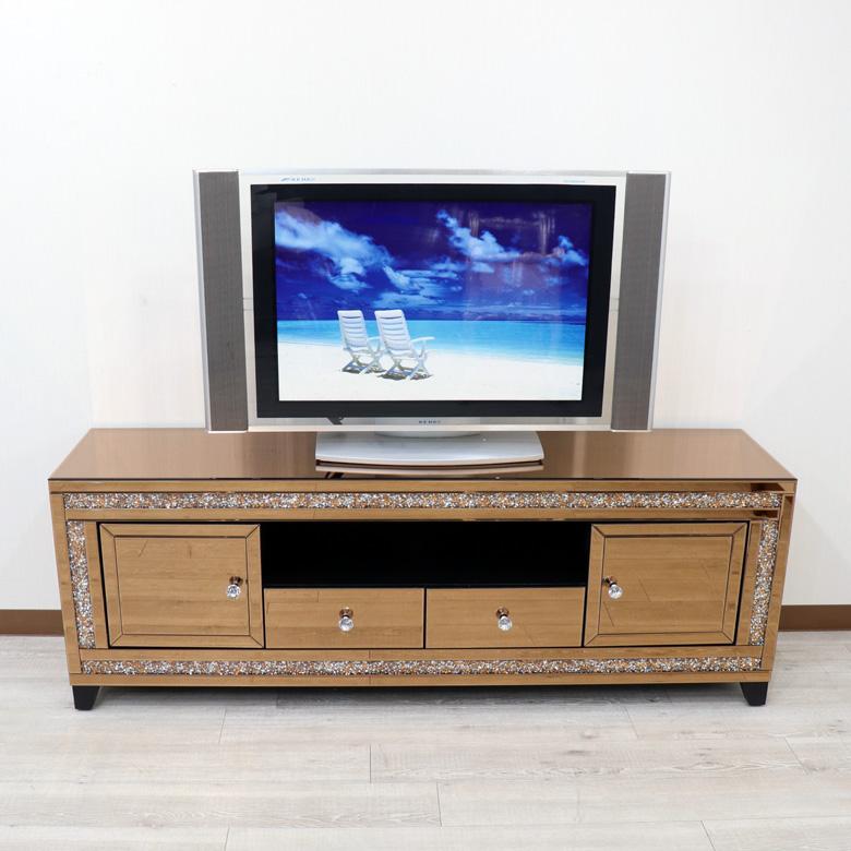 ≪直接引き渡しのみ≫テレビボード 160cm 高級　鏡面 ミラー家具 テレビボード 160cm ゴールド ローボード おしゃれ