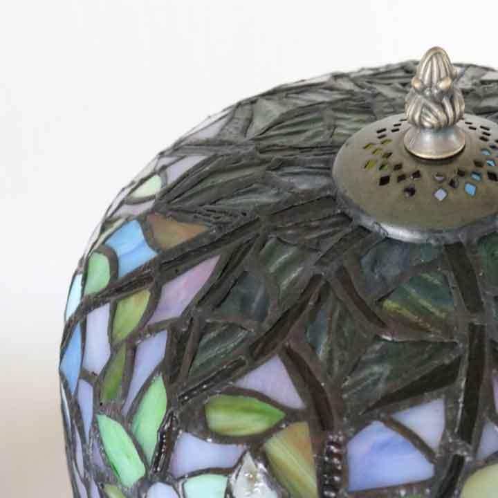 ステンドグラスランプ 8インチ ウィステリア 藤 ブロンズベース