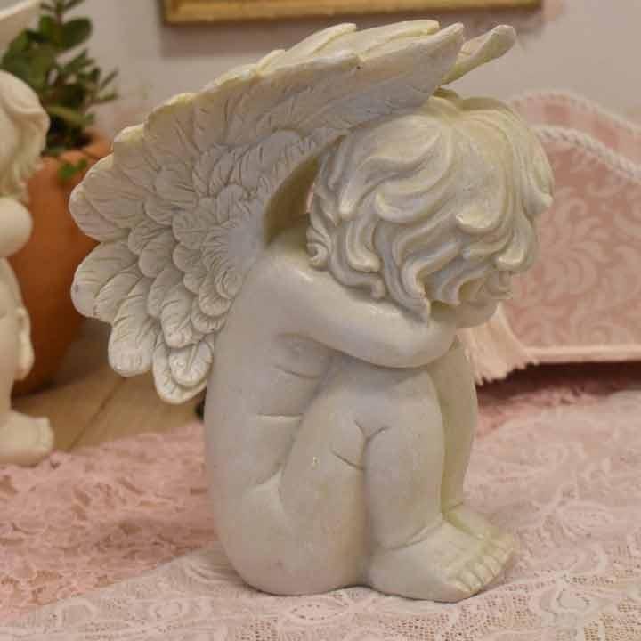 天使 置物 オーナメント アンティーク ペアドール 天使の羽