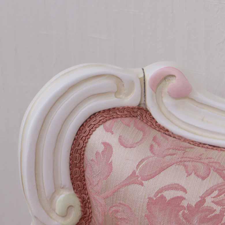イタリア 3人がけ ソファー ホワイト ピンクアラベスク パリッジ 木製