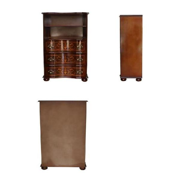 チェスト 木製 3段 完成品 茶 58cm 象嵌 ロココ調 イタリア 家具 猫脚