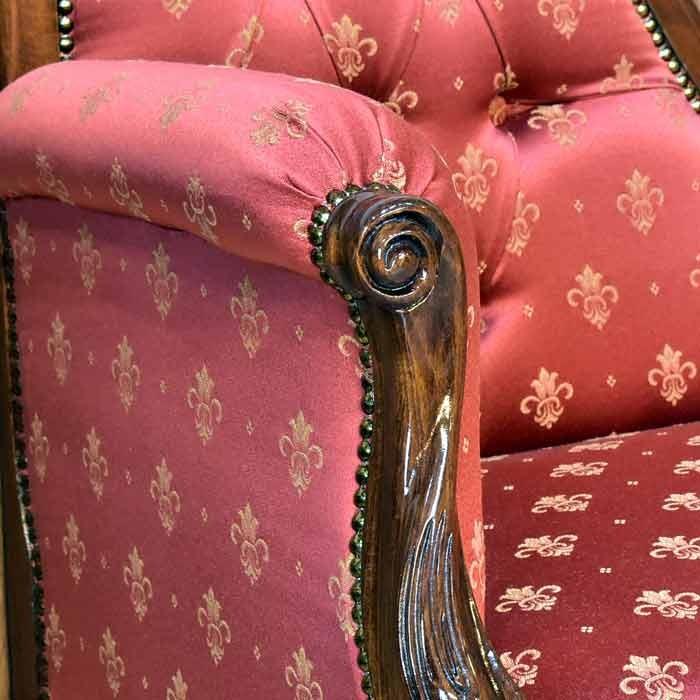 イタリア カウチソファ レッド アンティーク ミニカウチ 木製 完成品