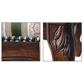 イタリア製 足置き フットスツール グリーンストライプ 猫脚