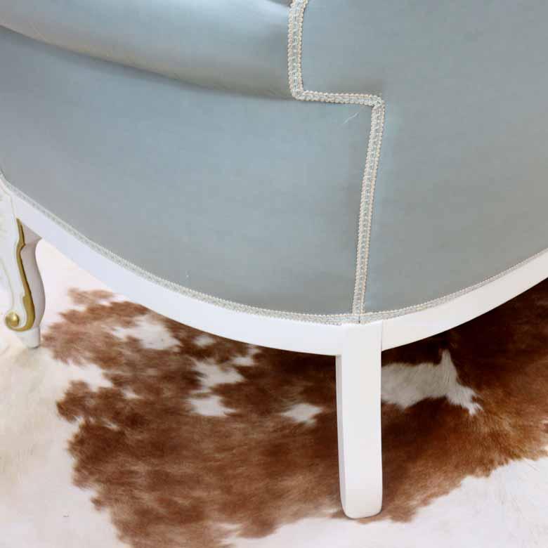 イタリア 3人掛け ソファ ターコイズブルー ホワイト 3Pソファ 3人用 3