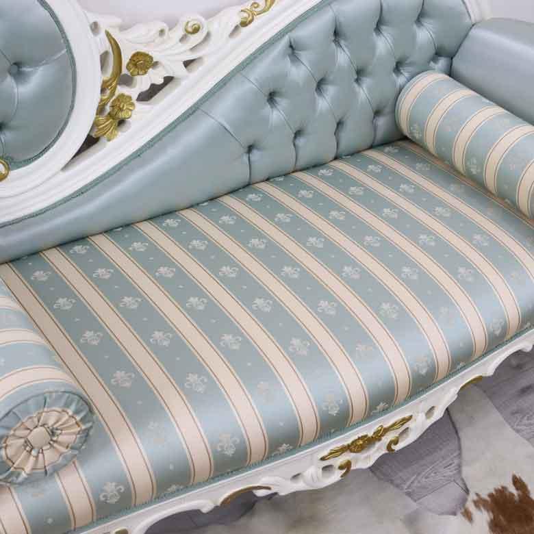 イタリア カウチソファ ターコイズブルー 二人掛け ソファ 白家具 猫脚