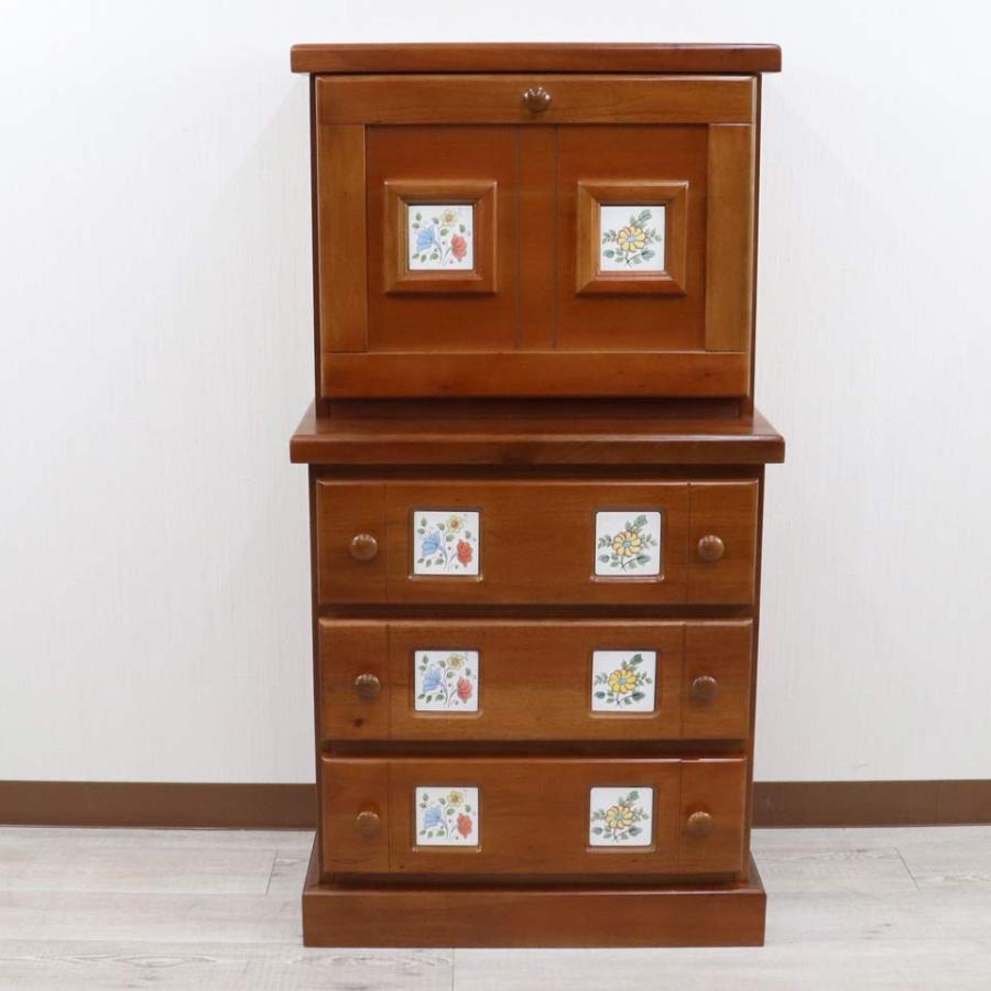 タイル天板　木製チェスト　カントリー風 wakuwaku-land_168173