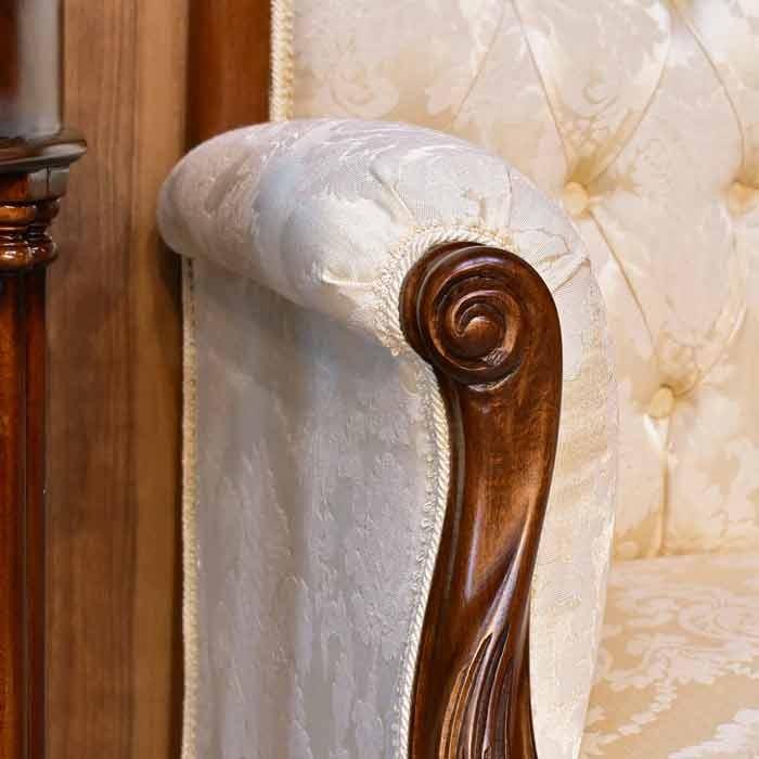 イタリア カウチソファ ベージュ アンティーク ミニカウチ 木製 完成品