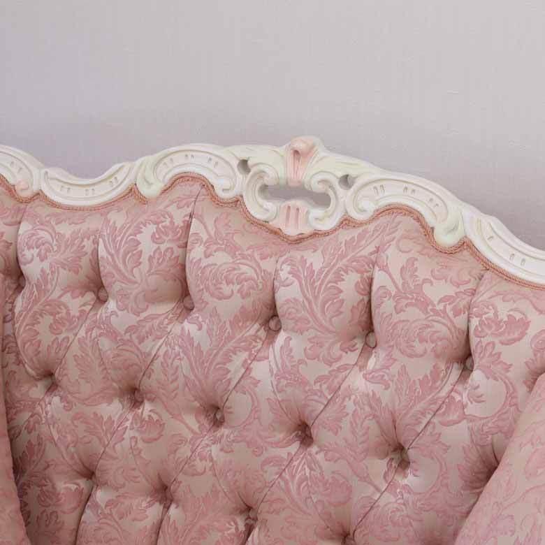 イタリア 2Pソファ ソファ ホワイト ピンク 完成品 木製 二人 イタリア 2Pソファ ソファ ホワイト ピンク 完成品 木製 二人