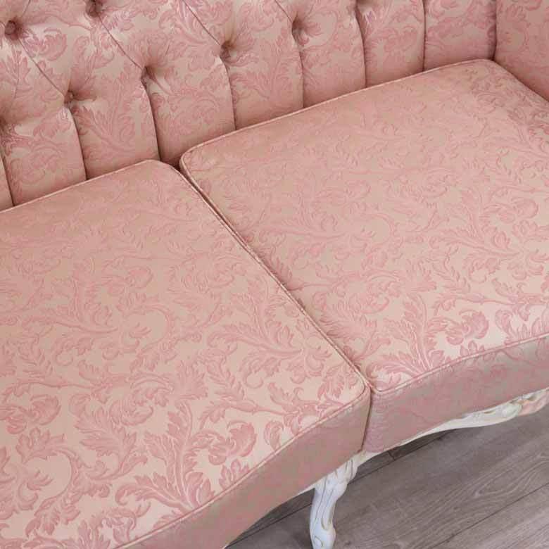 イタリア 2Pソファ ソファ ホワイト ピンク 完成品 木製 二人 イタリア 2Pソファ ソファ ホワイト ピンク 完成品 木製 二人
