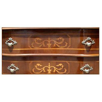 チェスト 木製 3段 完成品 茶 75cm 象嵌 ロココ調 イタリア 家具 猫脚