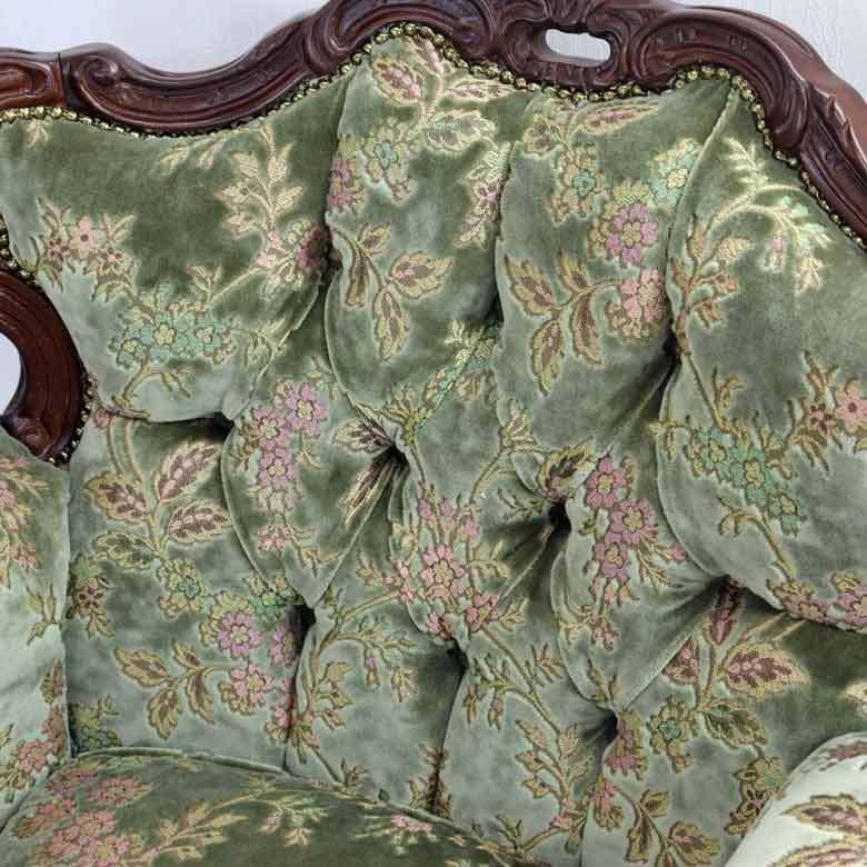 イタリア 1P ソファ 金華山 グリーン アンティーク イタリア家具 イタリア 1P ソファ 金華山 グリーン アンティーク イタリア家具