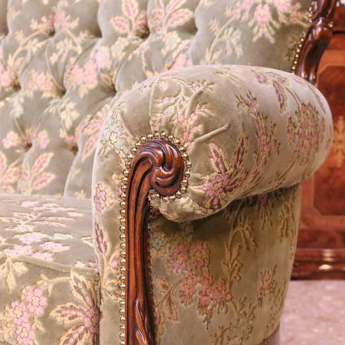 イタリア 3人がけソファ 金華山 グリーン 完成品 木製 イタリア 3人がけソファ 金華山 グリーン 完成品 木製