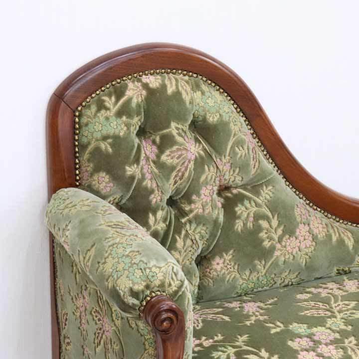 イタリア カウチソファ 金華山 グリーン ミニカウチ 長椅子 猫脚 イタリア カウチソファ 金華山 グリーン ミニカウチ 長椅子 猫脚