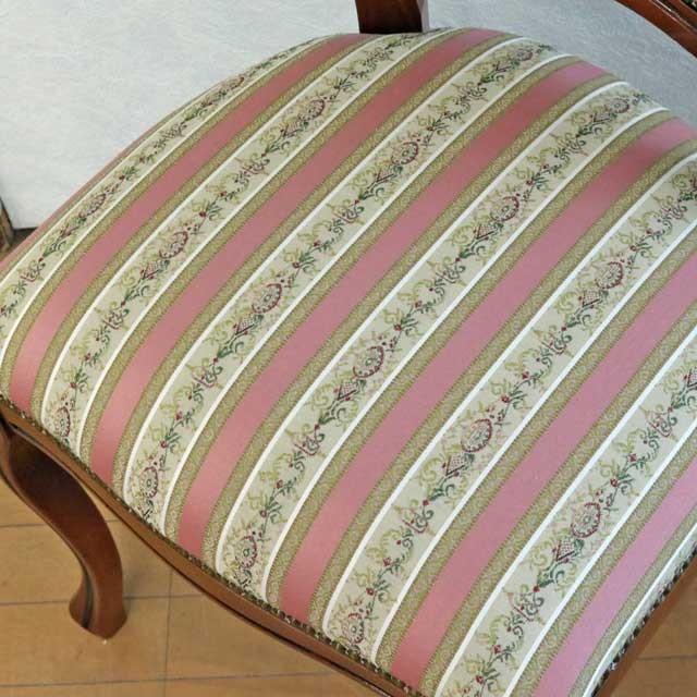 猫脚クラシックチェア ピンクストライプ ダイニングチェア 602-420 猫