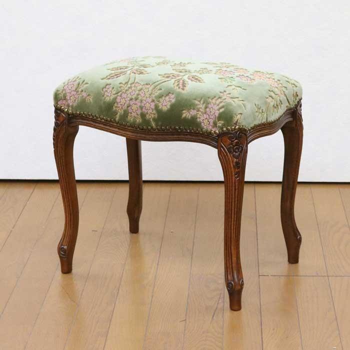 ストア イタリア製 スツール 金華山 グリーン 猫脚 木製 完成品