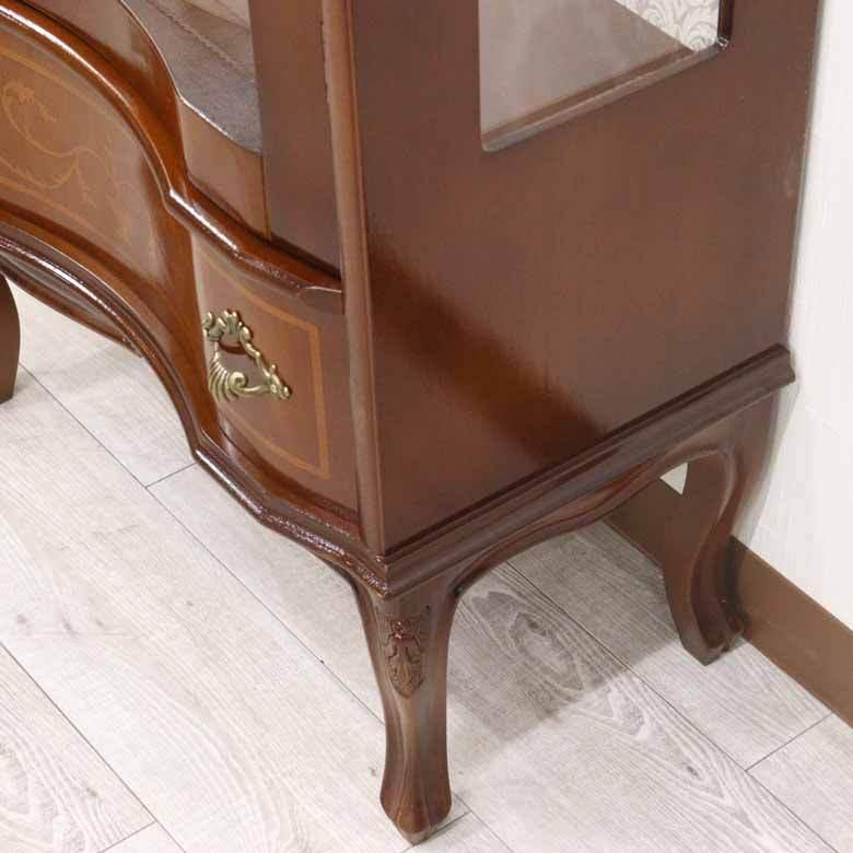 お値下げ　希少イタリア製　象嵌キャビネット キャビネット 木製 イタリア 猫脚 象嵌 完成品 キュリオケース 170cm