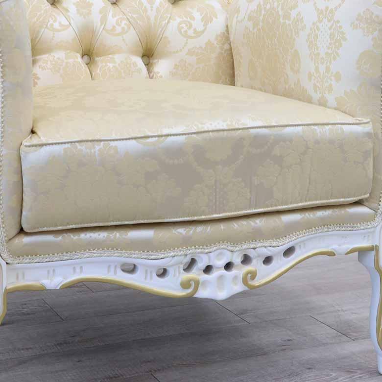 イタリア 1Pソファ ホワイト シャンパンゴールド ルブラン 白家具 