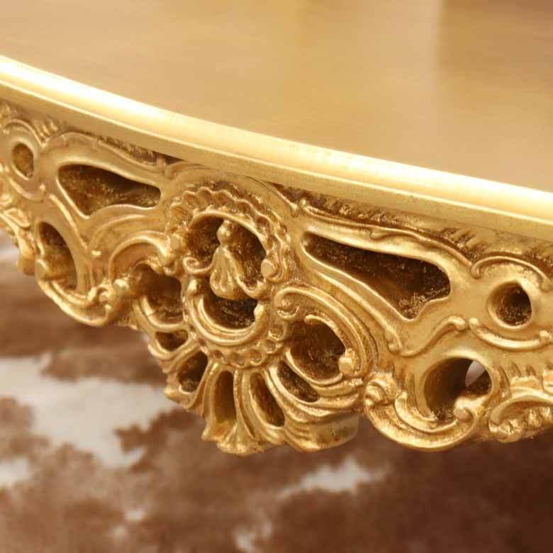 イタリア リビングテーブル ゴールド 110cm ローテーブル 猫脚 完成品