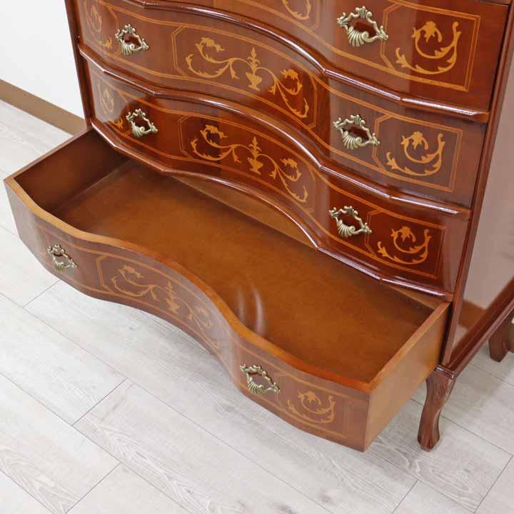 イタリア製 猫脚 5段チェスト 高級家具 イタリア製 猫脚 5段チェスト 高級家具