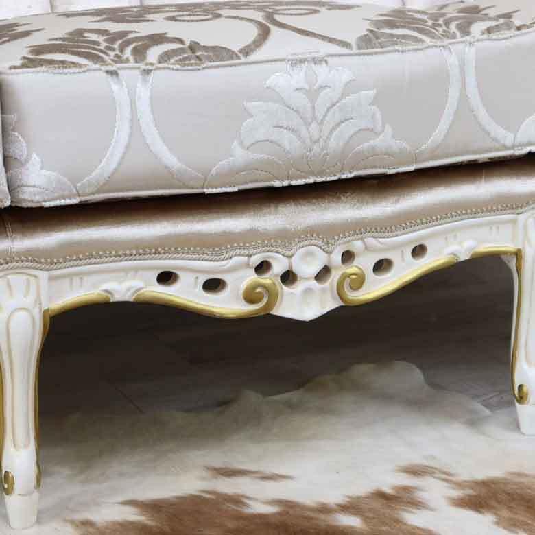 イタリア 3人がけ ソファー ホワイト ヴェルサイユ 木製 3Pソファ 完成